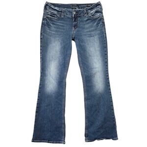 Silver Jeans Suki Mid Boot Medium Wash Denim Jeans 33 Western Cowgirl Flare